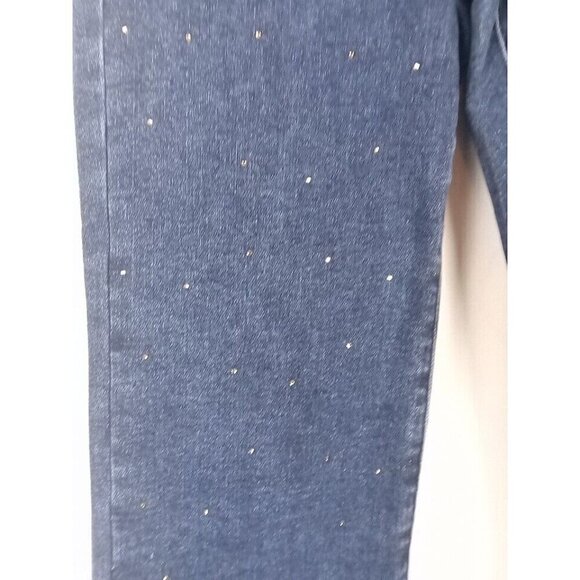 Risen Jeans Women's Size 7/28 Blue Embellished Fray Hem High Rise Rhinestone - Picture 9 of 15